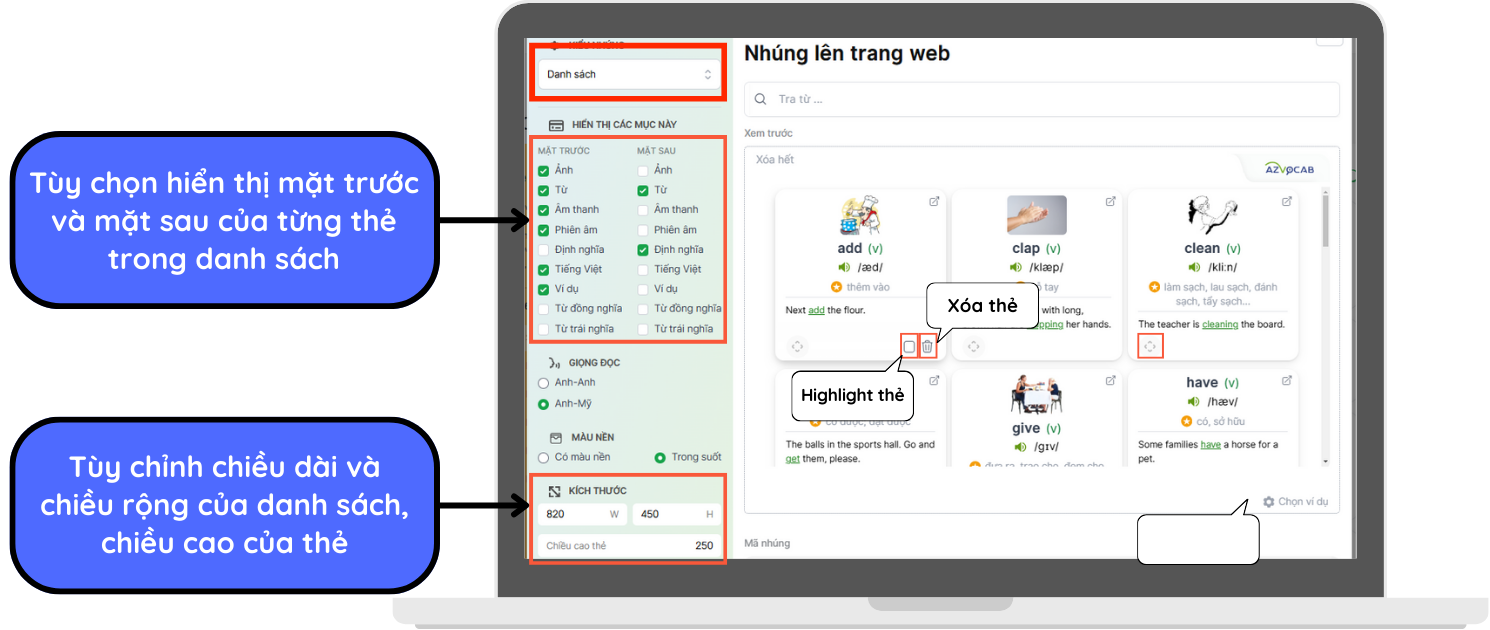 HD sử dụng azVocab