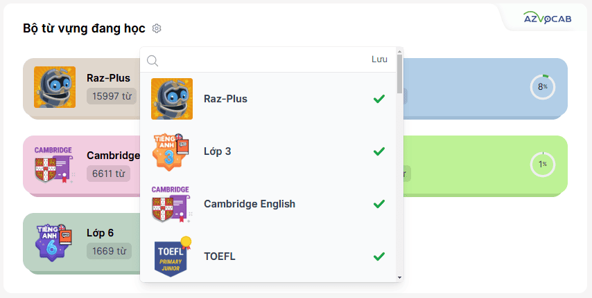 Bộ từ vựng đang học