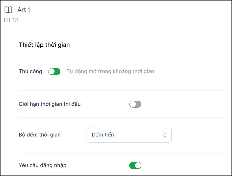 thiết lập thời gian cho đấu trường