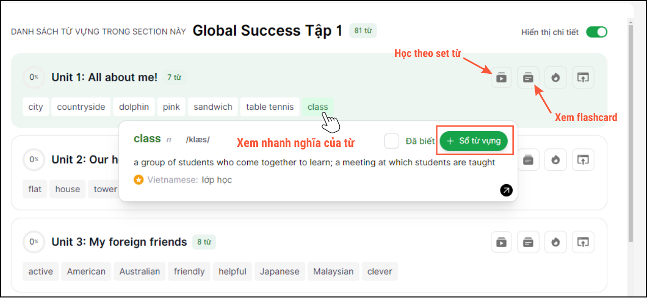 học theo set từ azvocab