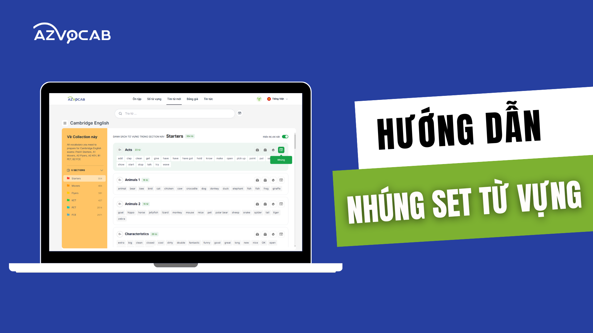 HD nhúng list từ trên azVocab