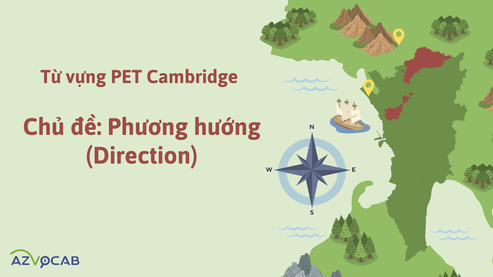 Từ vựng PET Cambridge theo chủ đề Phương hướng (Direction)