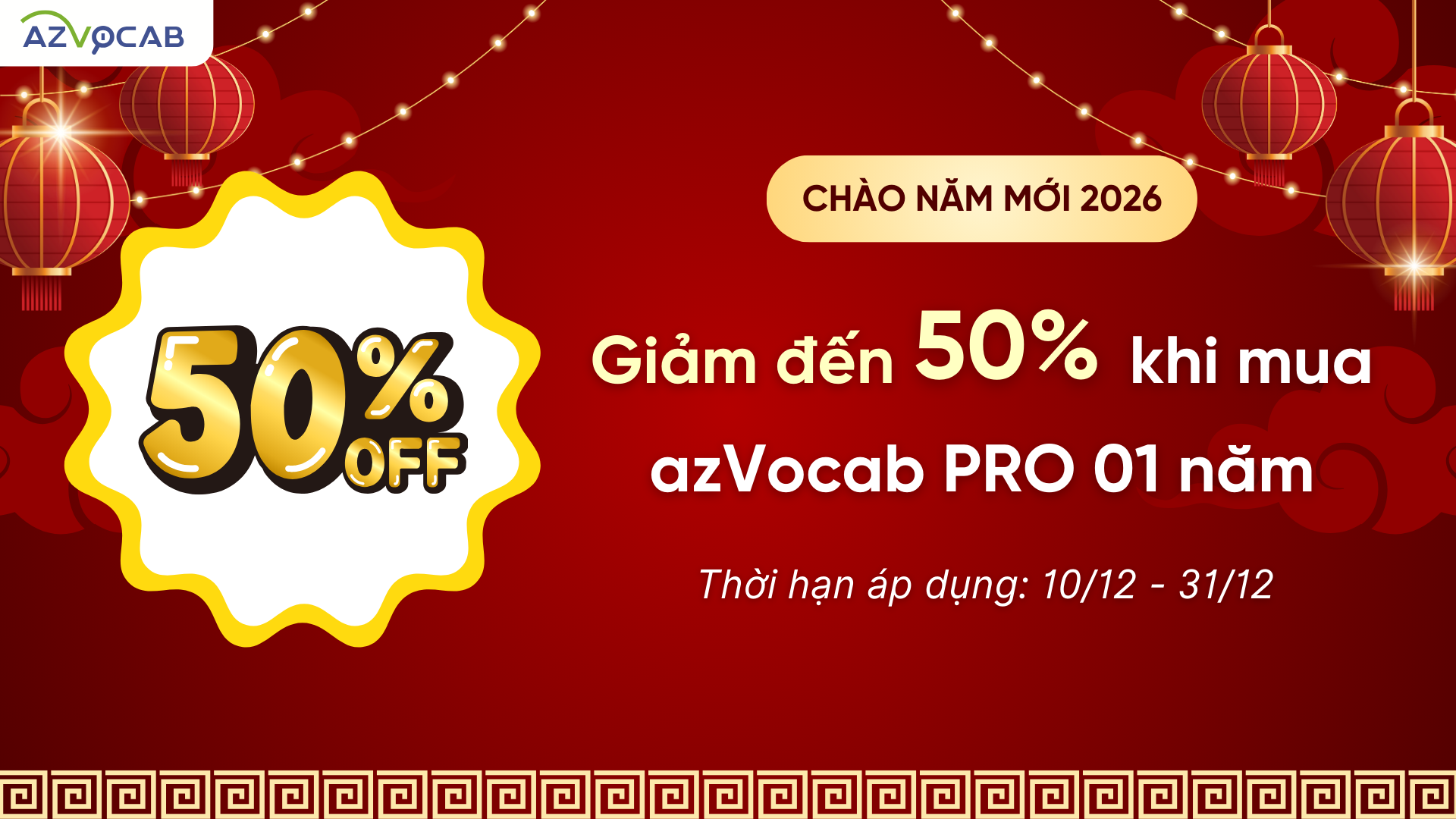 Chào năm mới 2026: azVocab tặng mã học bổng lên đến 50%
